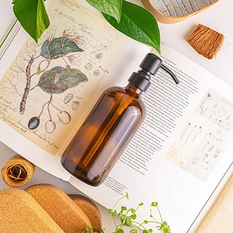 Толстый Янтарный дозатор для мыла стеклянная банка с этикетками матовая черная