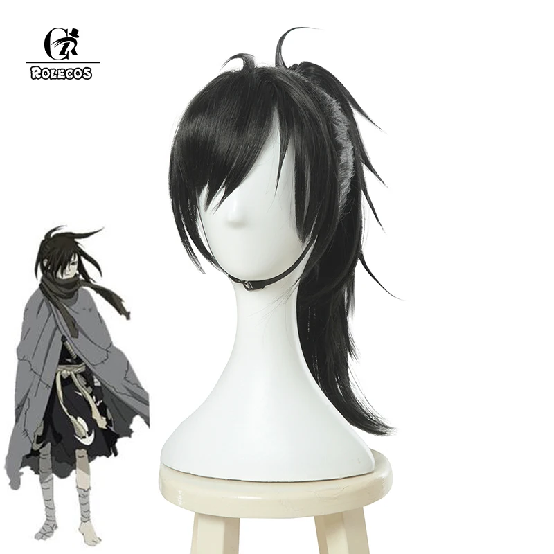 ROLECOS аниме Dororo Косплей волосы Hyakkimaru Косплей Черные волосы мужские синтетические волосы Косплей головные уборы
