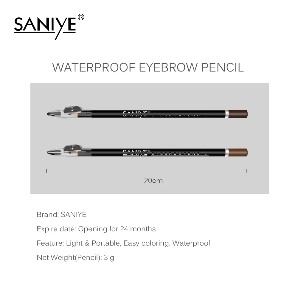 

SANIYE 3 Colors Eyebrow Pen Cosmetic Long Lasting Natural Waterproof Black Brown Women Makeup Vintage Eyebrow Pencil P1809