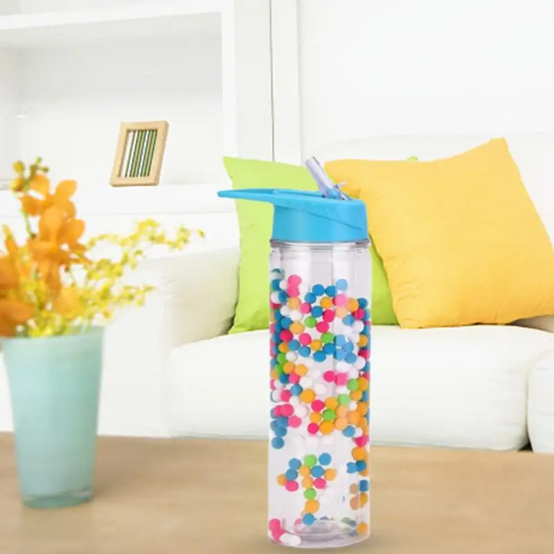 500ML Creative Gradient Color Plastic Cup Rainbow Double Layer Bottle Sealed And Leak-proof Outdoor Cute Straw Drinkware | Дом и сад