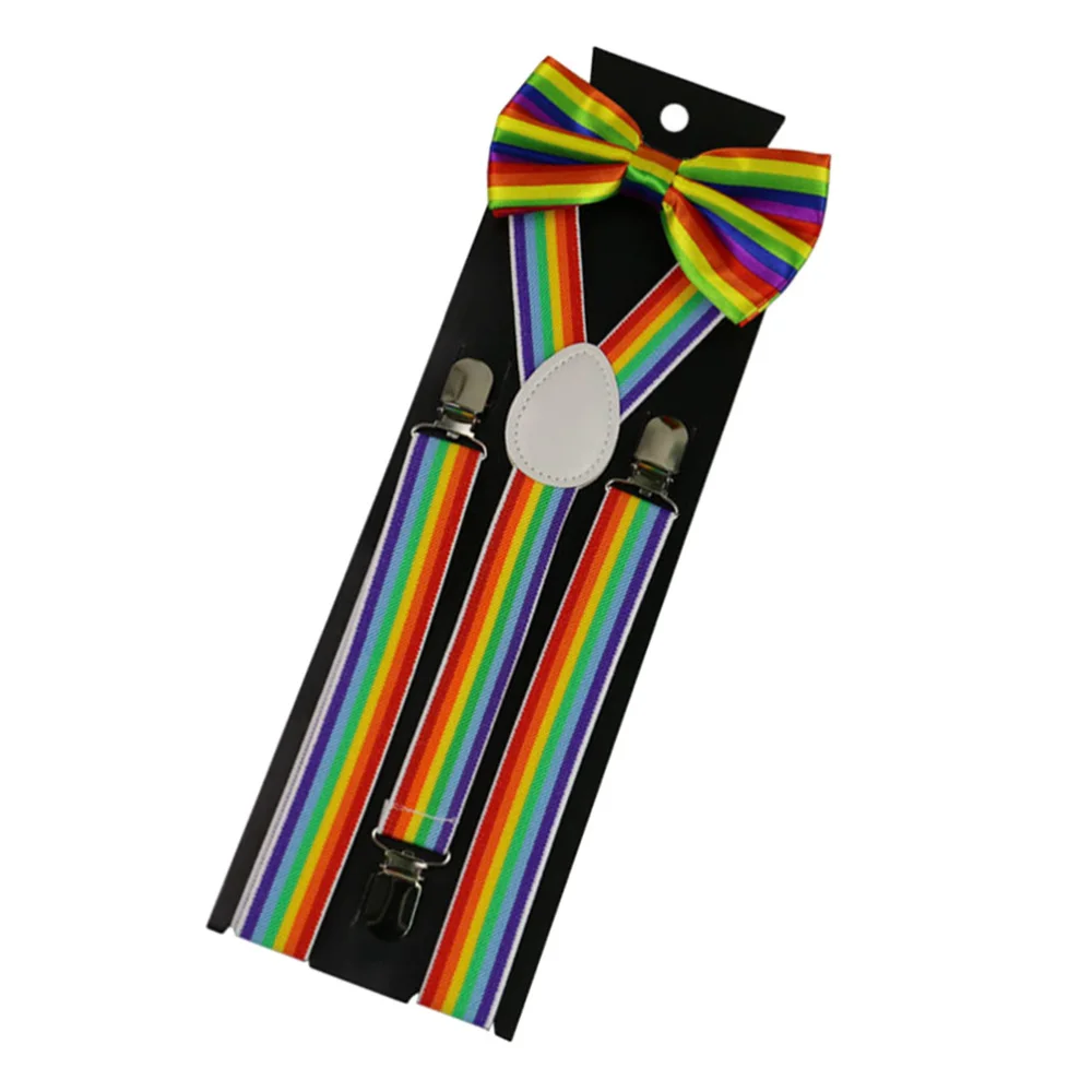 

2 шт./компл. 2,5 см темно подтяжки цвета радуги комплект разноцветный галстук бабочка украшения Радуга, галстук-бабочка, платье поставки подар...