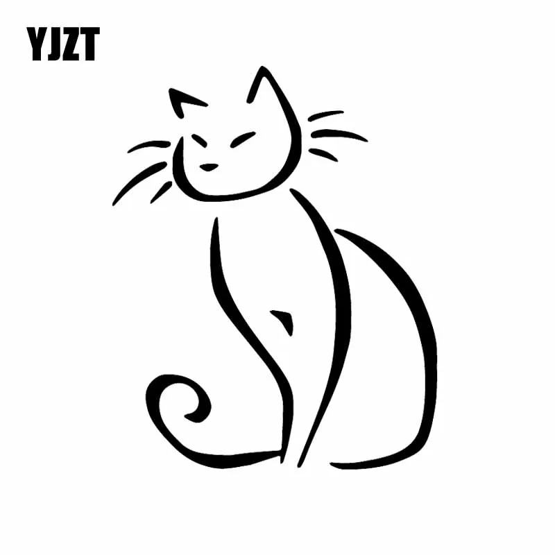 YJZT 12 7x15 8 см забавная кошка профиль художественные наклейки животное виниловые