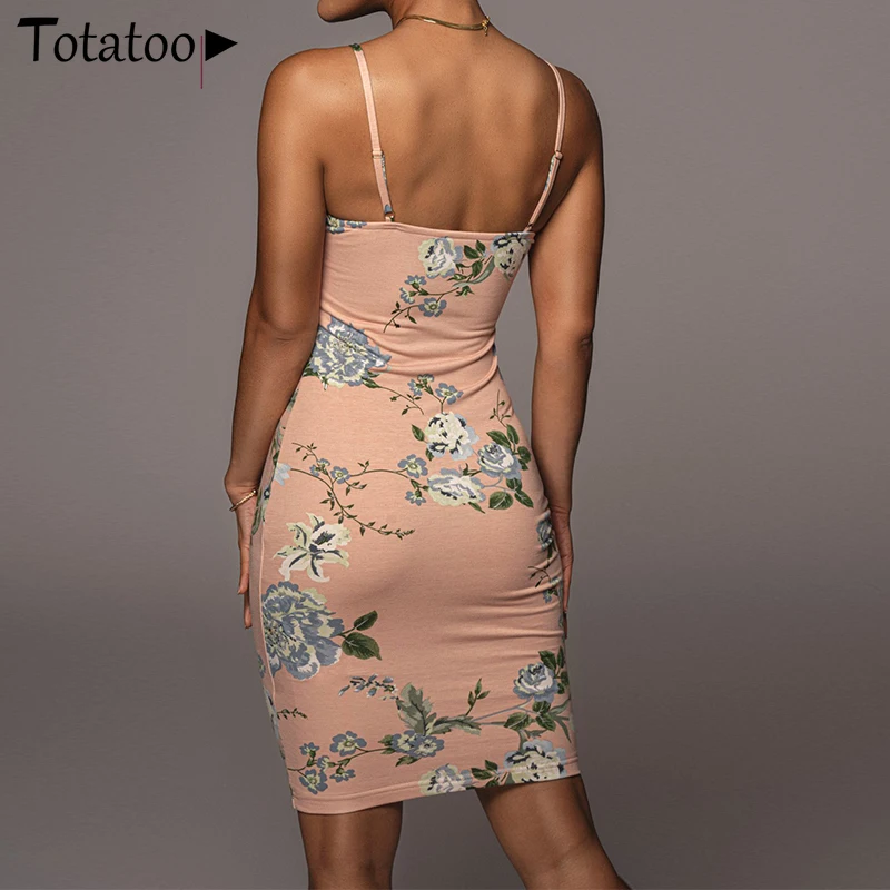 

Totatoop Floral Print Elegant Square Neck Sexy Pencil Dress For Women 2021 Spaghetti Strap Sleeveless Vintage Party Black Dress