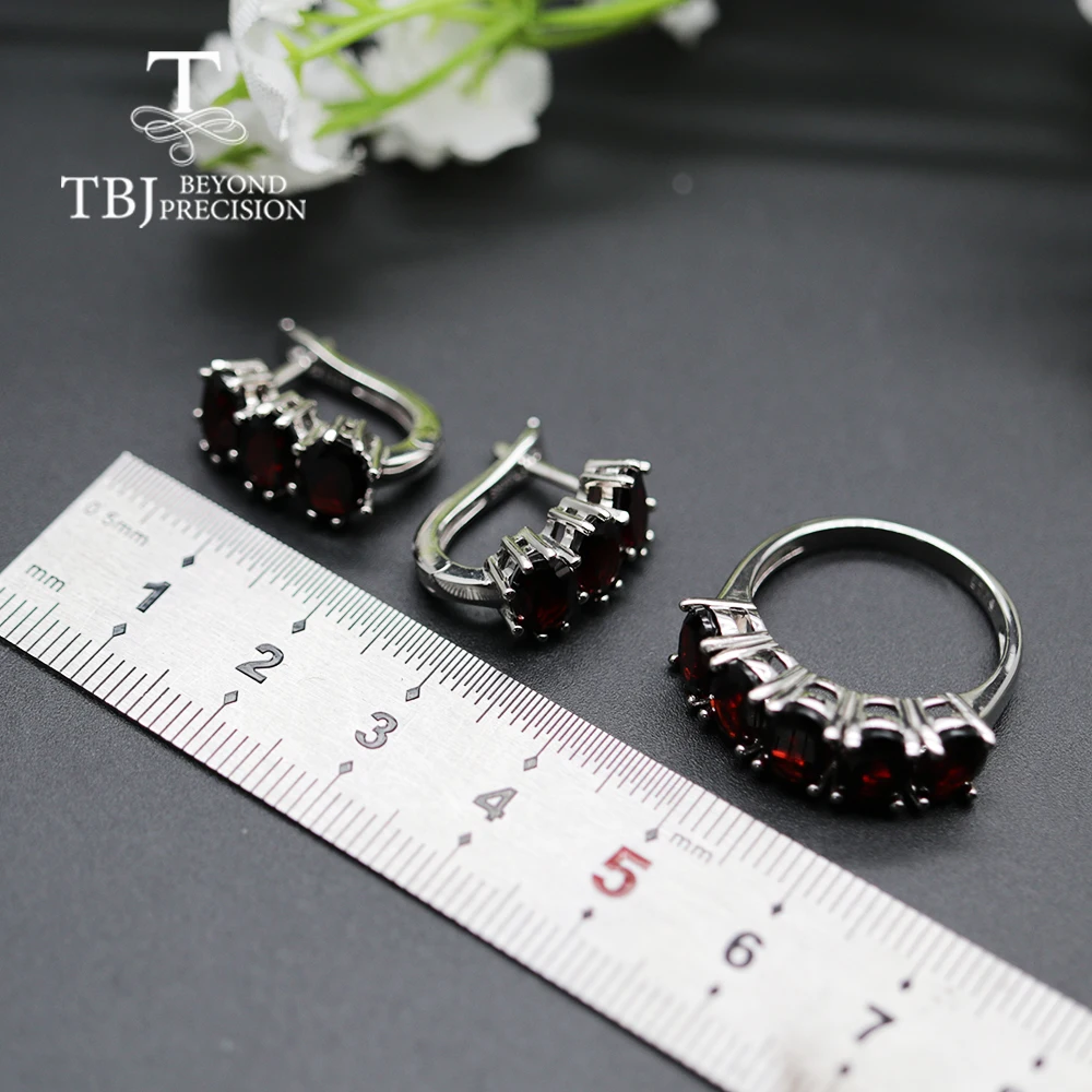 13.2ct Черный гранат ювелирный набор Овальный 5*7 мм гранат кольцо застежка серьги серебро 925 пробы ювелирные изделия для женщин tbj продвижение