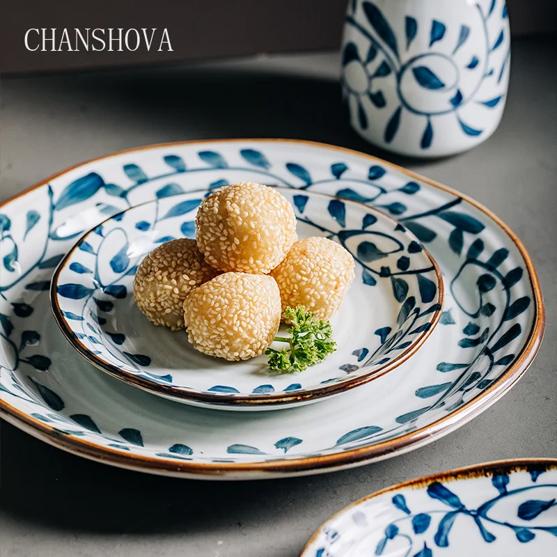 Круглая глазурованная керамическая обеденная тарелка CHANSHOVA с ручной росписью