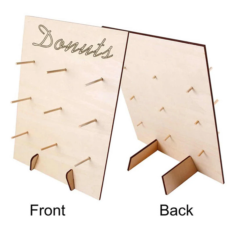 

1pcs Family Party Wooden DIY Wall Display Craft Donut Stand Wedding Decoration Supplies Candy Sweets Doughnut Rack for Party