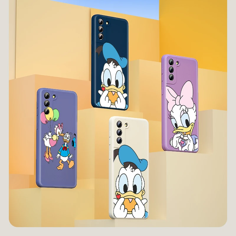 

LOVE Donald Duck Phone Case For Samsung Galaxy Note 20 10 S21 S20 FE S10 Ultra Plus Lite Pro 5G Liquid Silicone TPU Capa