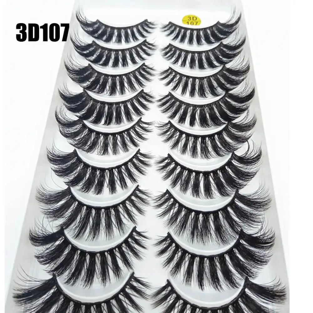 3D107 1/10 пар 3D Искусственные норковые ресницы толстые пушистые натуральные длинные накладные ресницы драматические накладные ресницы для макияжа - Цвет: 3D107