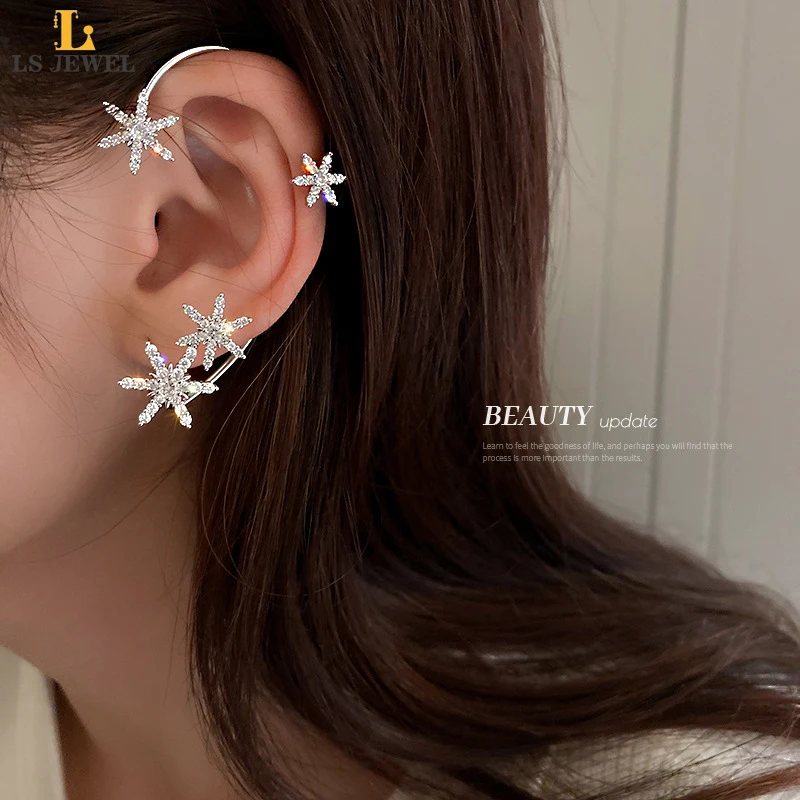 

Модные одиночные серебряные серьги-клипсы, серьги-кольца, не проколотые, роскошные минималистичные индивидуальные циркониевые серьги-клип...