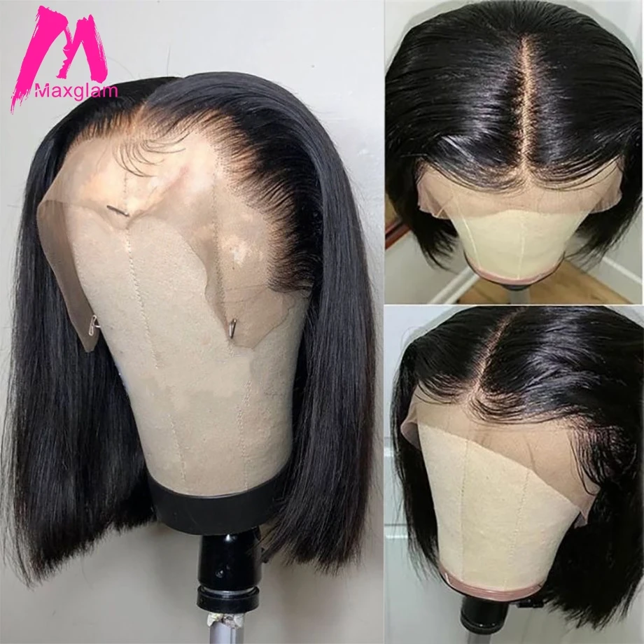 Парики из человеческих волос на сетке Боб бразильские прямые короткие