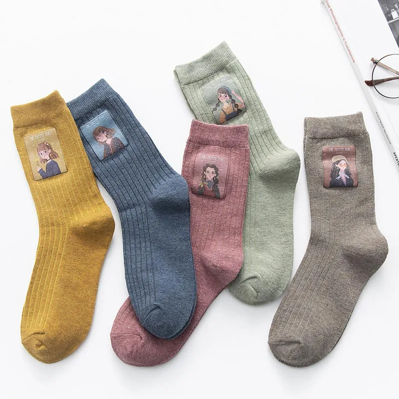 Женские носки в Корейском стиле хлопковые милые Харадзюку каваи|Носки| |