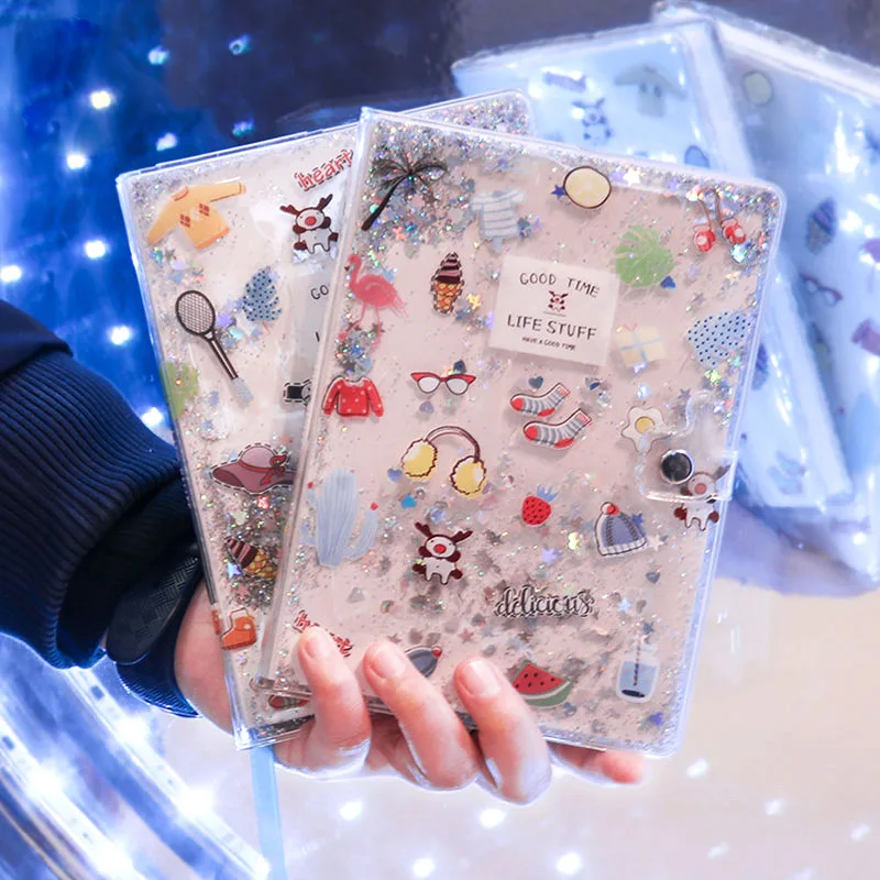 INS милый блокнот с зыбучим песком для девочек записная книжка пряжкой Kawai дневник