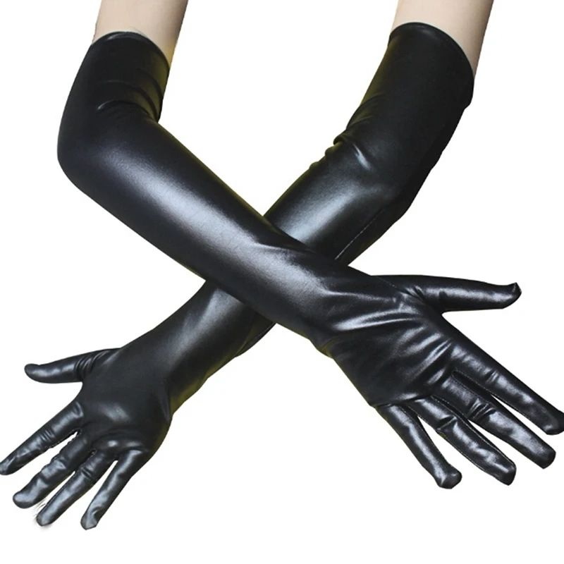 

Sexy Long Faux Leather Shiny Latex Glove Punk Gloves Sexy Hip-pop Jazz Outfit Mittens Culb Wear Cosplay Costumes Accessory NEW