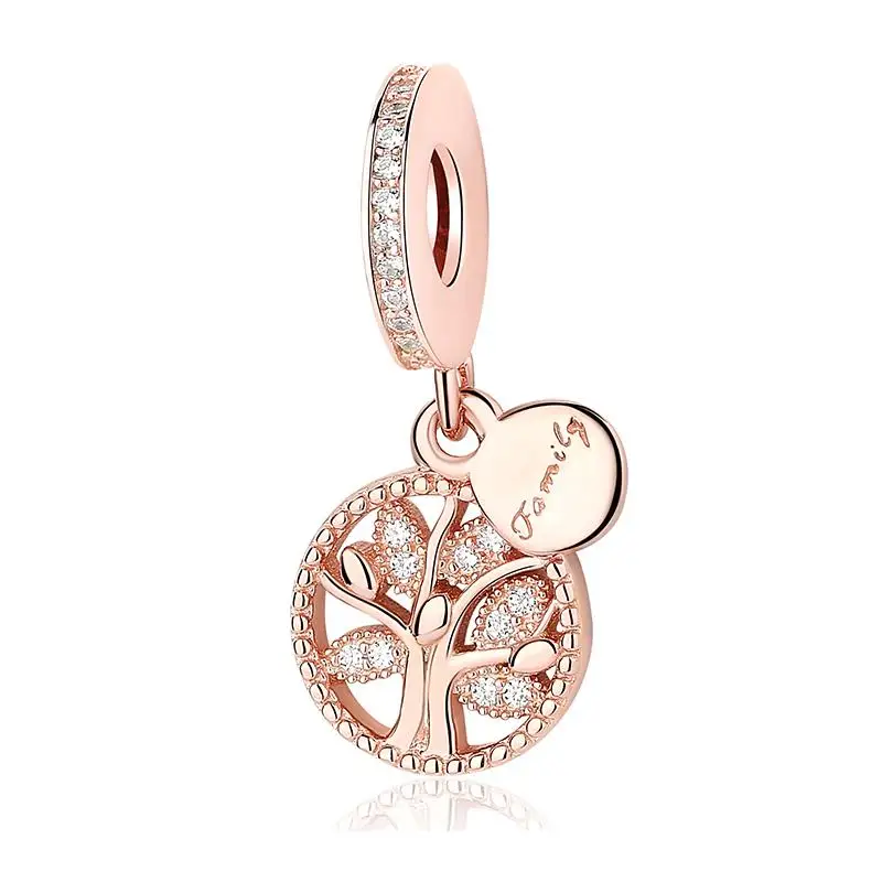 YW29036 Authentic 925 Sterling Silver Beads Charm Crystal charm Rose Gold Clear CZ Fit Original Pandora Bracelet Women Diy Jewelry - Цвет: YW29036