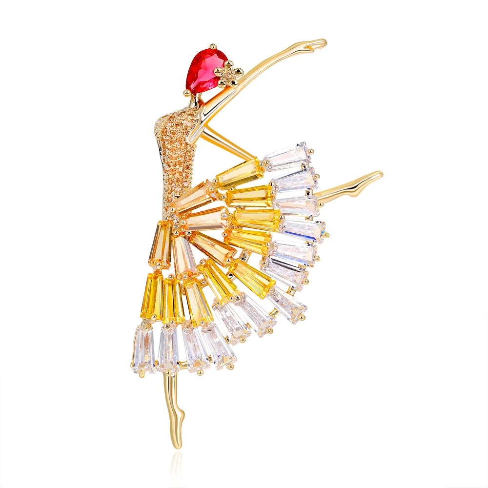 Высокое качество сверкающий Цирконий балетные костюмы для девочек брошь Для