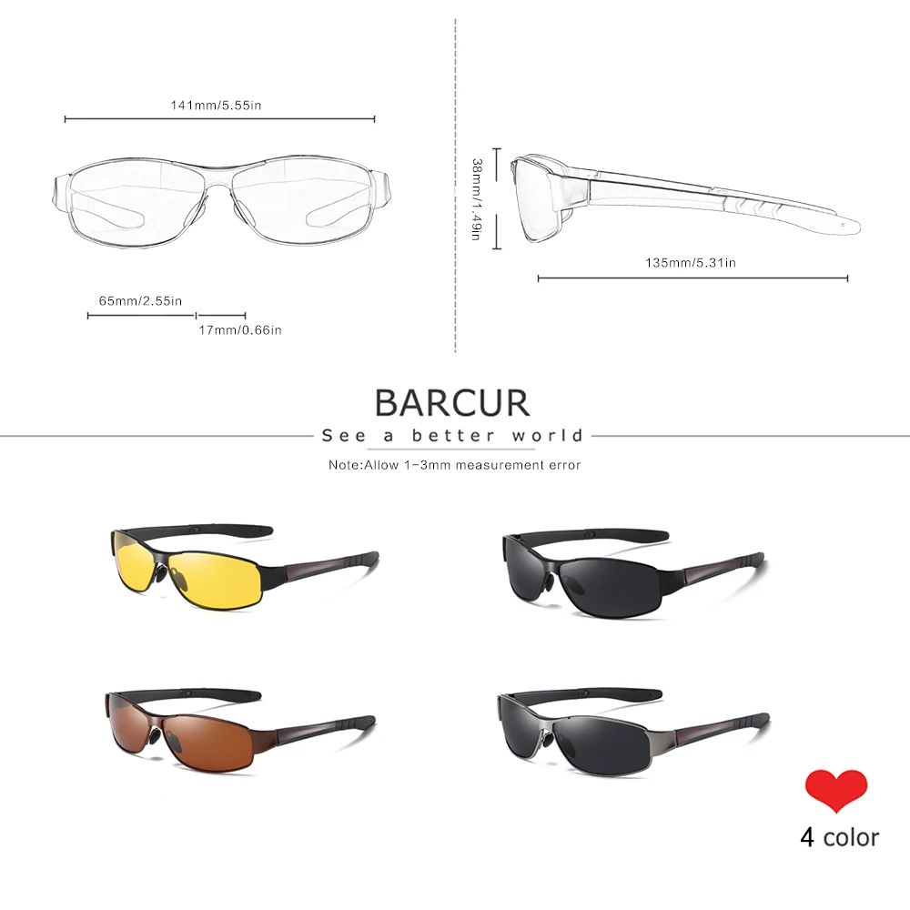Солнцезащитные очки мужские и женские BARCUR поляризационные спортивные
