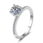 ANZIW 925 стерлингового серебра синтетический бриллиант 1.0CT тонкие руки классическое обручальное кольцо для Для женщин ювелирные подарки