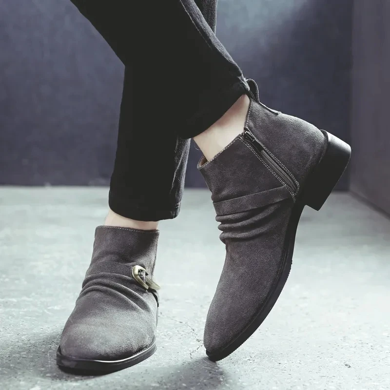 

Мужские замшевые кожаные ботинки в Корейском стиле в стиле ретро