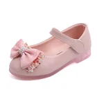 Детские весенние туфли для девочек, модная обувь принцессы со стразами и бантом, детские кожаные туфли на низком каблуке для маленьких девочек