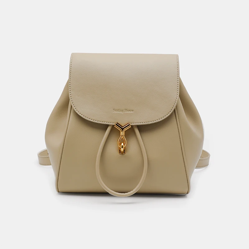 Кожаный рюкзак женский новый летний модный универсальная нишевая сумка через