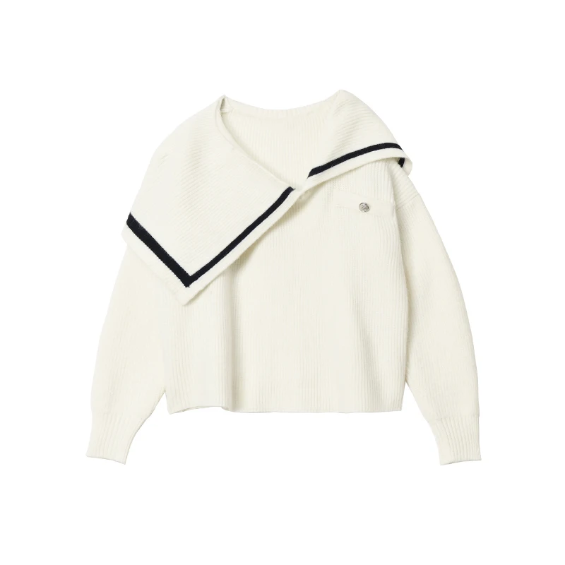 Vintage Peter pan collar Sweater Women 2020 Autumn Korean Casual Knitted Long Sleeve Pullover Female Sweaters Jumpers Tops | Женская