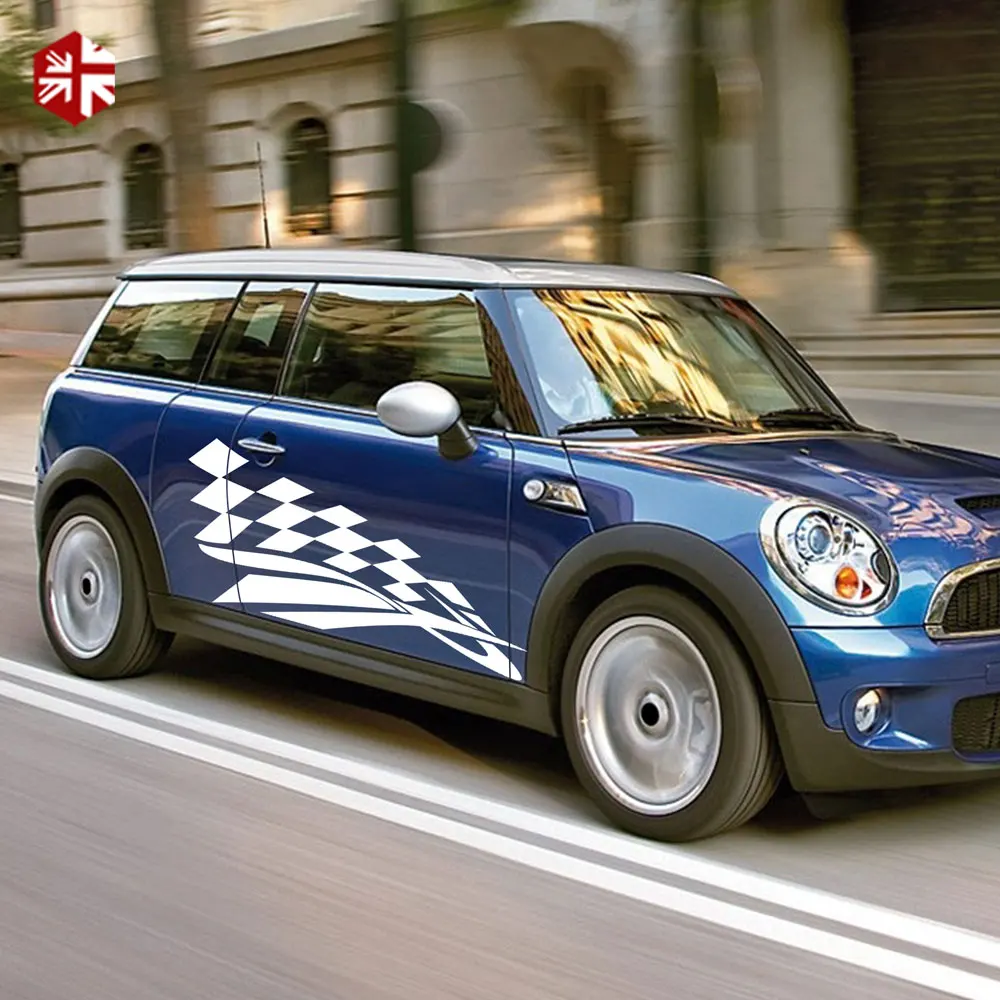 2X клетчатый флаг Стайлинг Автомобильная дверь боковые полосы Корпус Виниловая