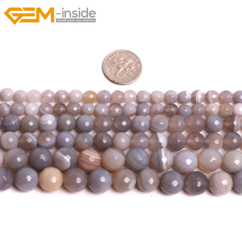 Натуральный Граненый Серый Агаты бусины для изготовления ювелирных изделий Strand