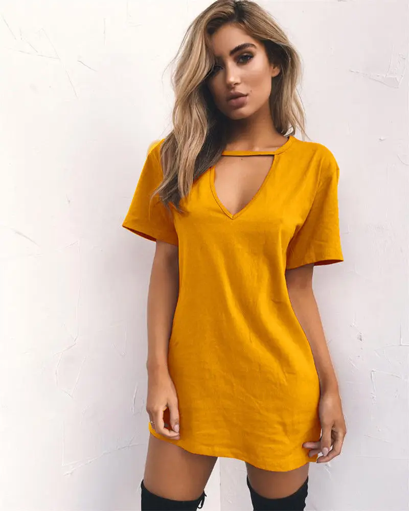 

Green Summer Multicolor Sexy V-neck Short Sleeve Loose Long T-Shirt Wholesale Plus Size 2xl 3xl Tees Oversized T Shirt for Girls