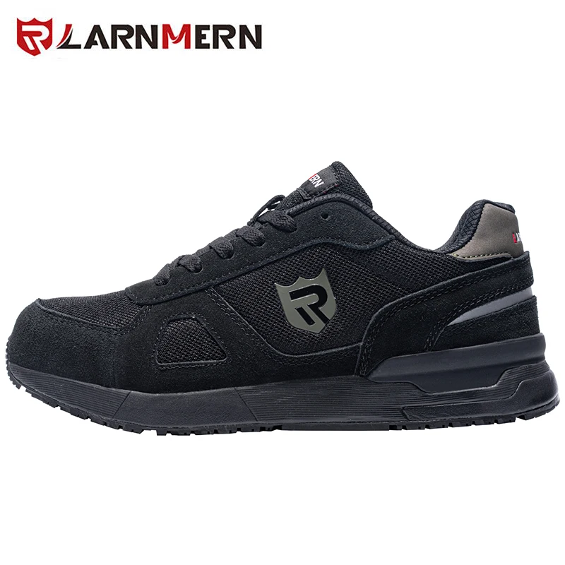 L9096-XBLACK LARNMERN/Мужская Рабочая защитная обувь со стальным носком; строительные кроссовки; дышащая легкая противоскользящая Антистатическая нескользящая обувь - Цвет: L9096-XBLACK