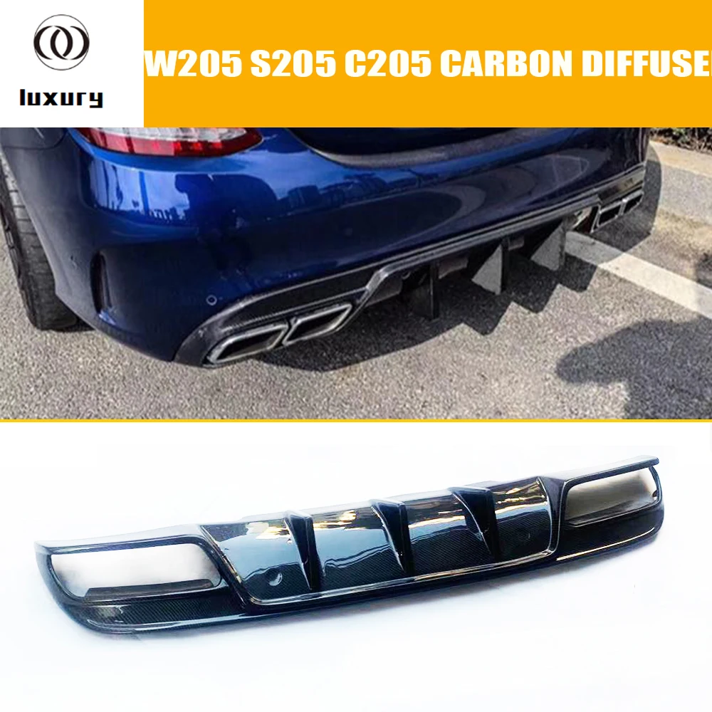Задний большой плавный диффузор из углеродного волокна для Benz S205 Wagon W205 седан C180