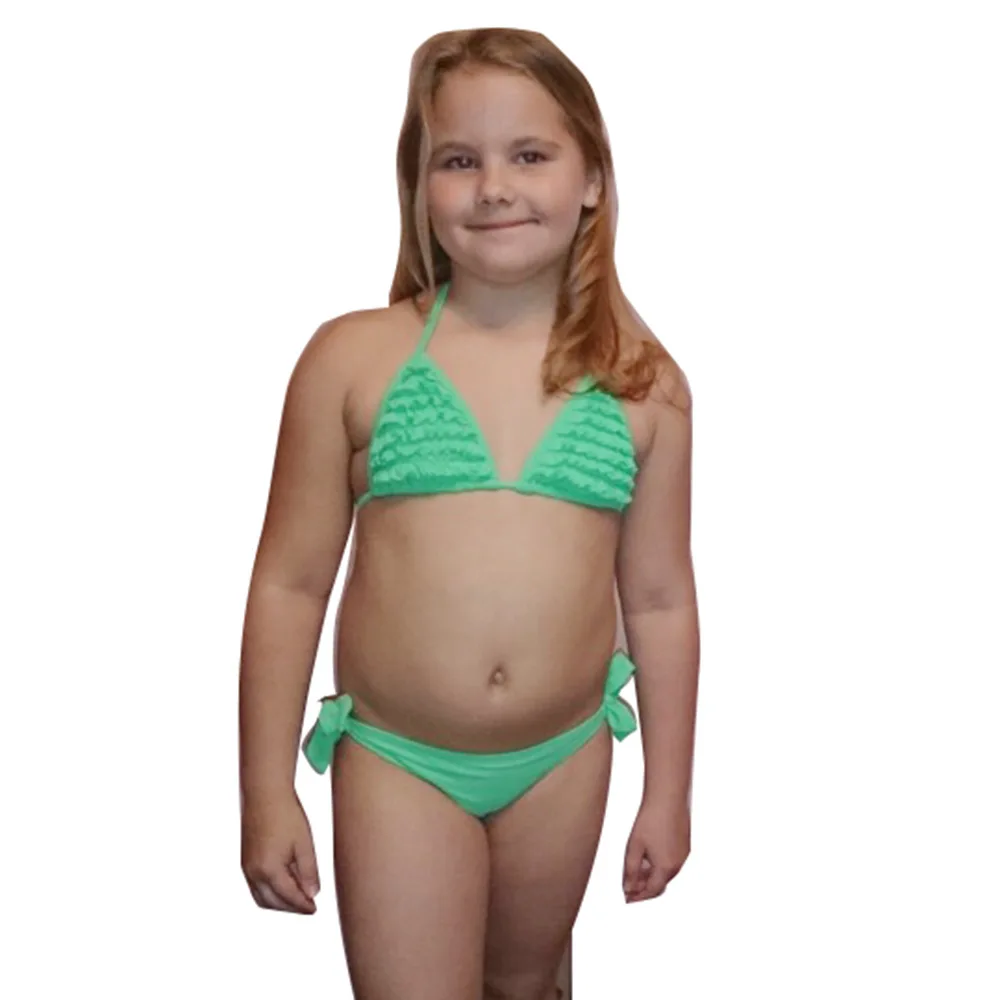 

2021 new girls swimwear multi-layer ruffled children's bikini multicolor split swimsuit suit outdoor beach swimming water sports
