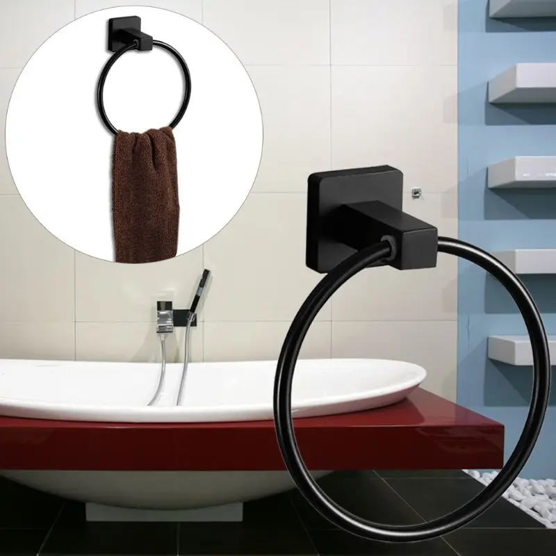 

Stainless Steel Wall Mounted Round Towel Ring Holder Rack Shelf Hanger Bathroom Accessories