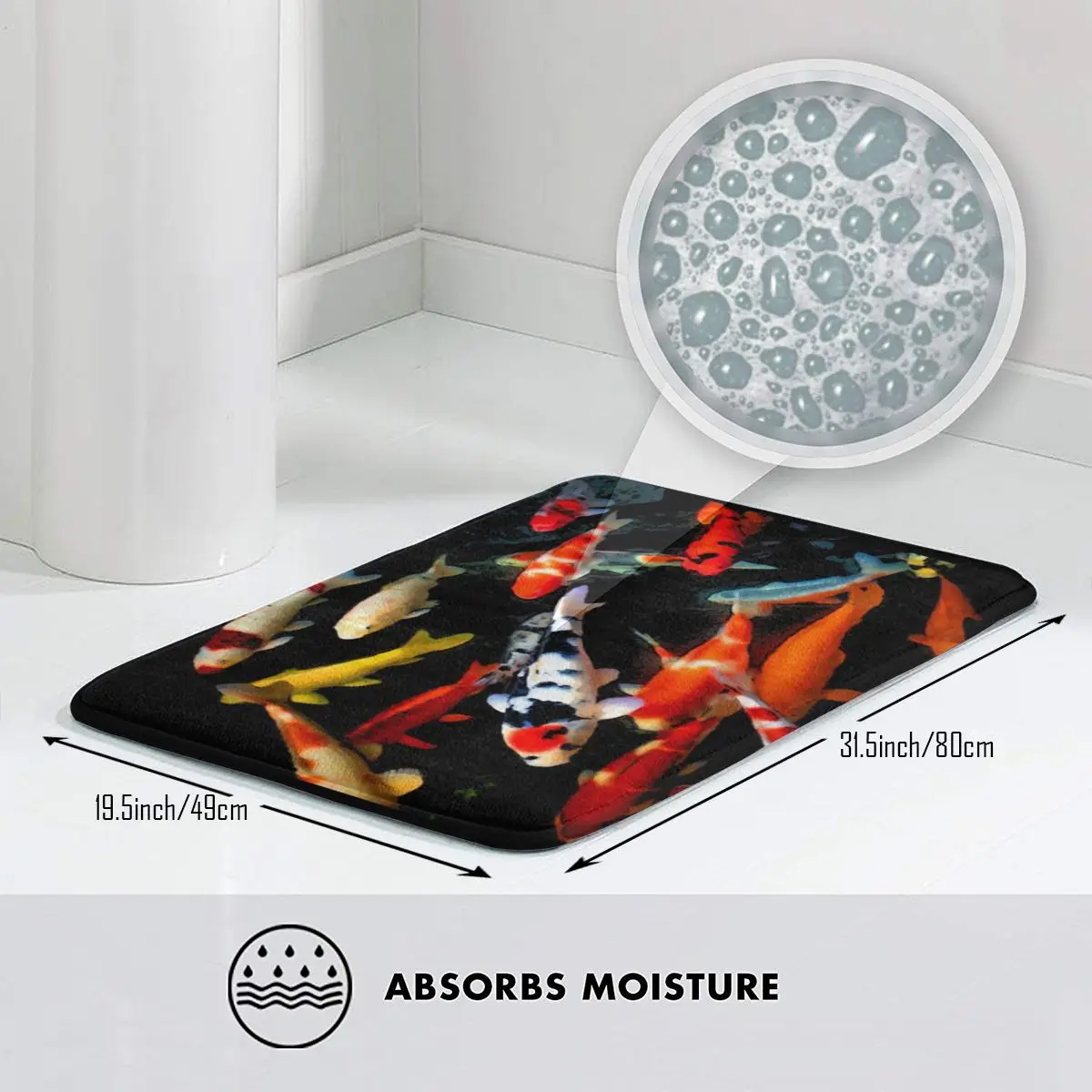 Koi коврик в виде рыбы для ног ванной нескользящий туалета балкона абсорбирующий