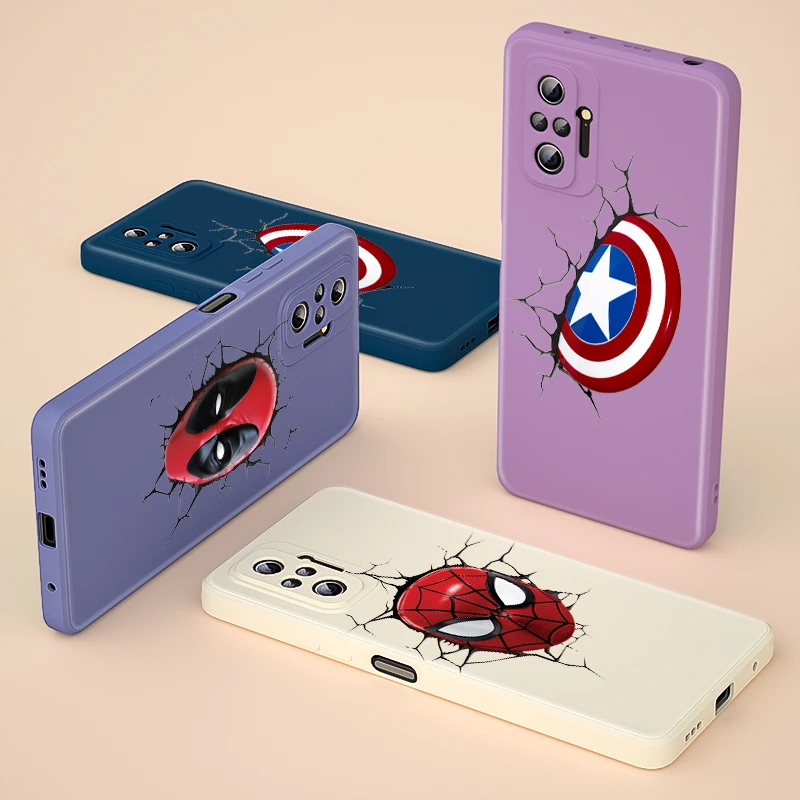 

Marvel Superhero Art Liquid Silicone Soft Cover For Xiaomi Redmi Note 10 10T 9 9T 8T 9S 8 7 Pro Max Phone Case