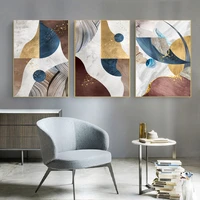 geometric abstract light luxury gold foil colorful modern canvas decorative painting living room corridor nordic art decoration