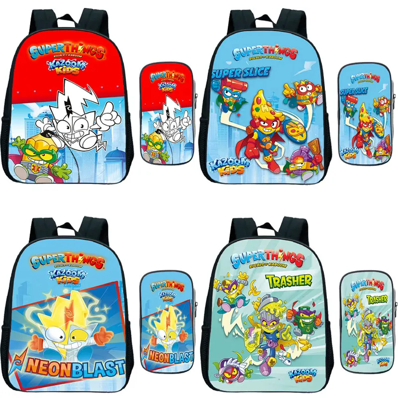 

Superzings Backpack With Pen Bag 2 Pcs Set Girls Boys Kindergarten Bookbag Cartoon Rucksack Super Zings School Bags Kids Bagpack