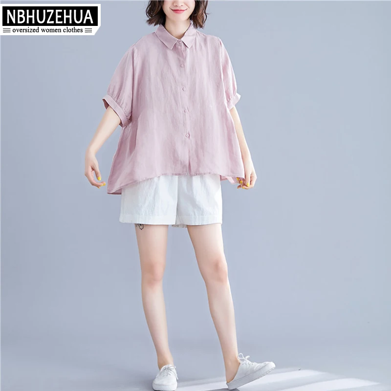 Женская рубашка с рукавом летучая мышь свободный хлопковый топ размера плюс