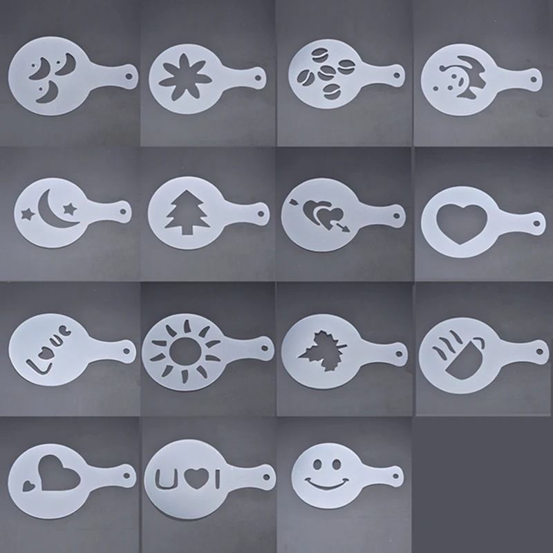 Кухонный набор инструментов для чая и кофе с 16 трафаретами + кофейная ложка