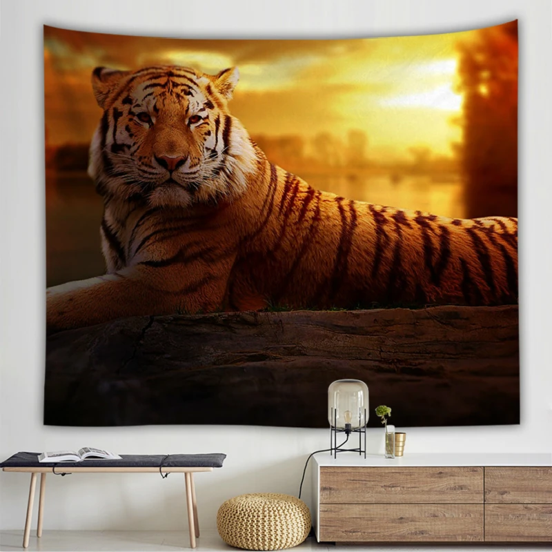 Животные 3D напечатанные настенные Висячие индийские гобелены слон Волк тигр