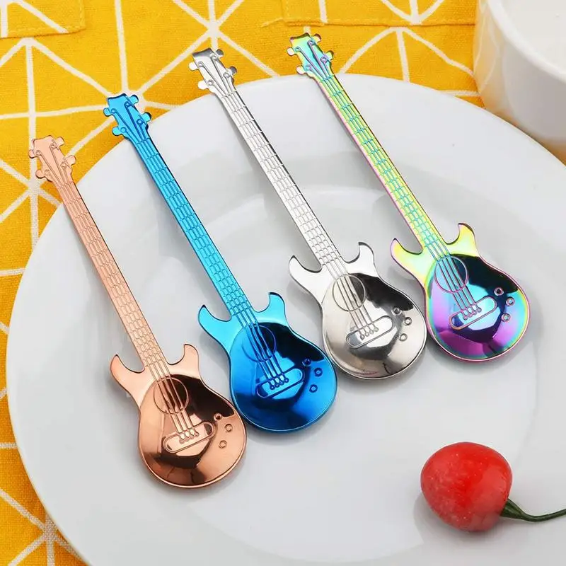 Набор из 4 гитарных кофейных ложек нержавеющей стали Demitasse ложки десертные
