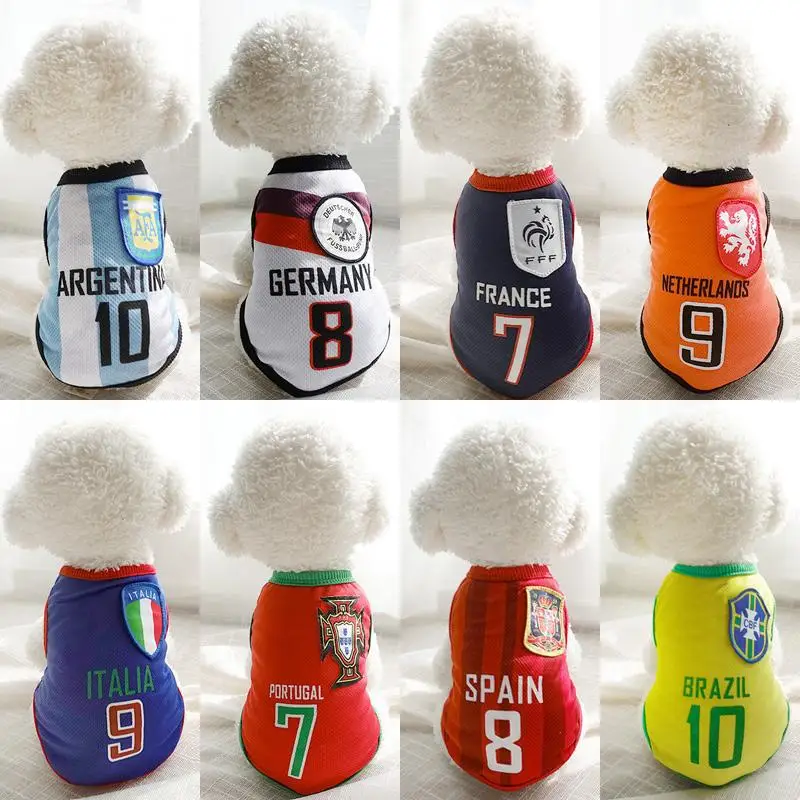 Летняя одежда для собак дышащий сетчатый жилет футбольная баскетбольная Тедди