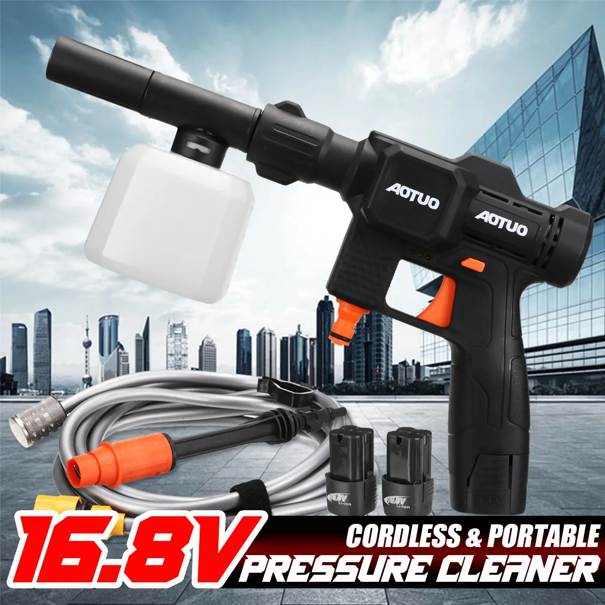 16.8V 10000mAh Cordless High Pressure Car Washer Spray Water Gun Portable Car Wash Powerful Pressure Cleaner Cleaning Machine