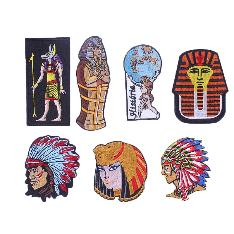 

Fashion Indian Egypt Pharaoh Pyramid Patch Embroidered Clothes Label Badge Iron on Patches Clothing Diy Badges Sewing Appliques