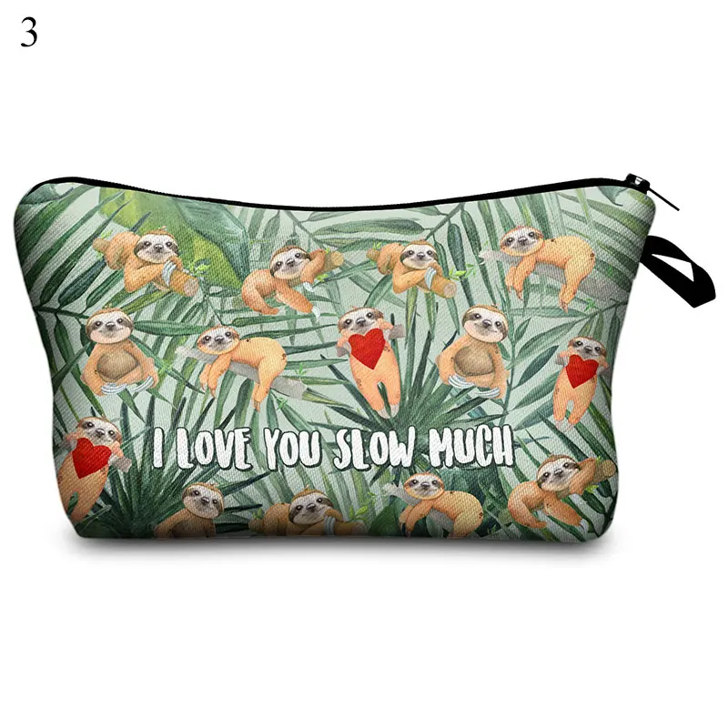

Polyester Colorful Sloth Pattern Portable Women Travel Storage Bag Toiletry Organize Cosmetic Bag Waterproof Make Up Bag