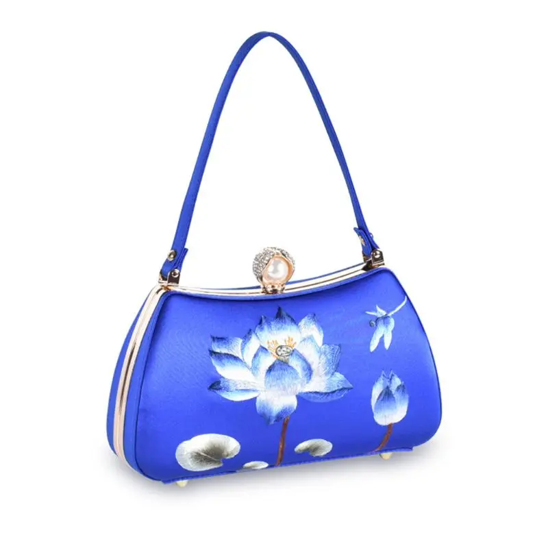 

Vintage Women Flower Embroidery Evening Handbag Wedding Party Bridal Prom Clutch Shoulder Bag LX9F