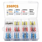 25010050 шт, смешанные цвета, терм усадочная подключения терминалы Водонепроницаемый припоя рукав трубки электрический провод стыковые соединители комплект