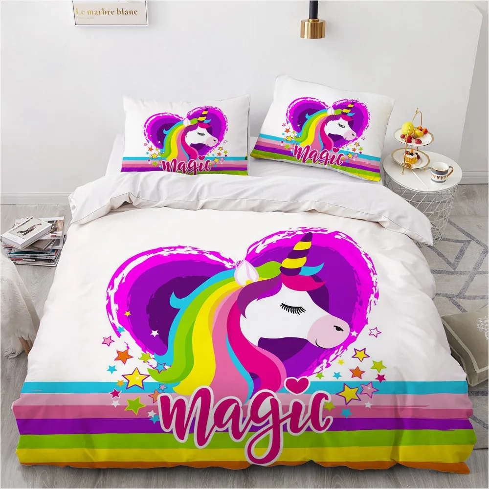 

Unicorn Bedclothes Duvet Cover Sets Comforther Covers 3D Custom Design Pillow Sham 203*230cm Full King Queen Super King Size