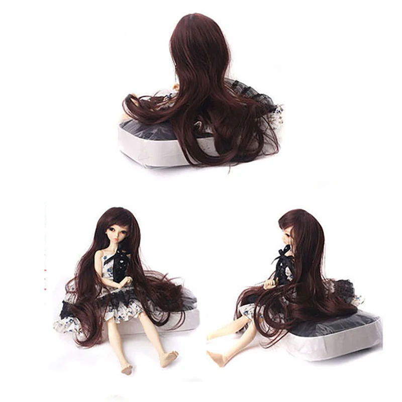 

Fashion Style Fair size 1/3 30-35cm DIY BJD SD MSD Curly doll Wigs Long Brown High Temperature Fiber hair for Dolls Accessories