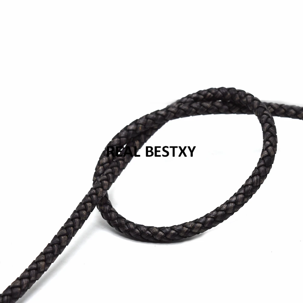 Настоящее BESTXY 1 м/лот 1 метр круглый плетеный коричневый браслет кожаный шнур нить 6 мм для DIY мужчин женщин браслет и ожерелье
