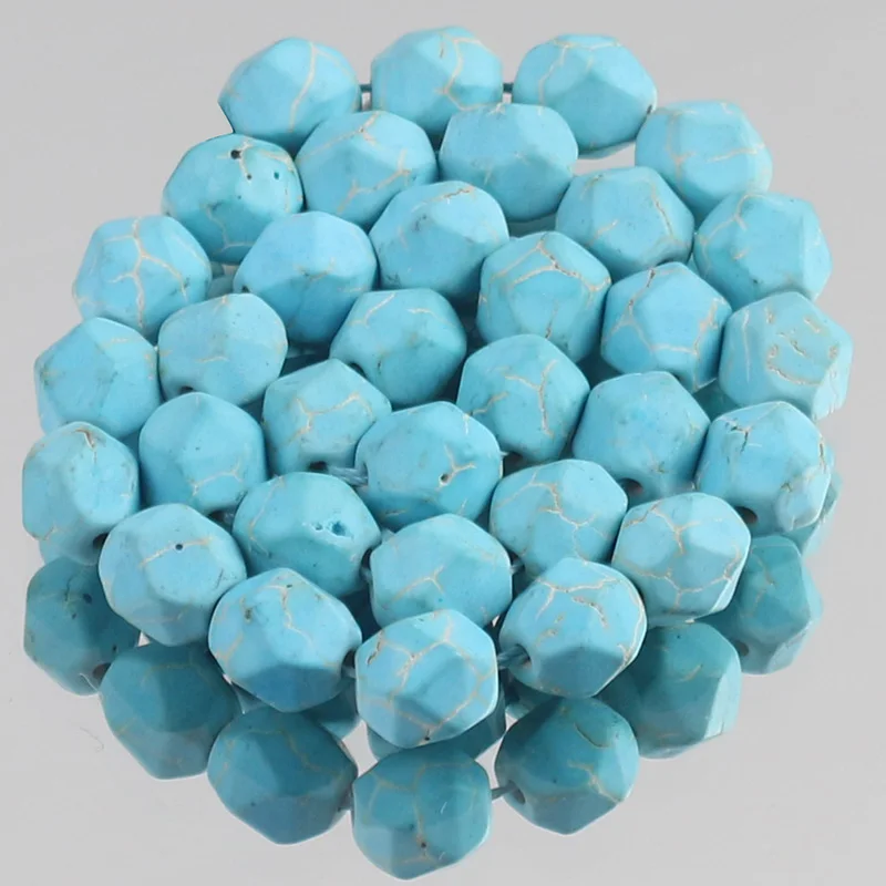 

Natural Faceted Lake Blue Turquoises Howlite Stone Loose Spacer Beads for Jewelry Making DIY Bracelet Necklace 6/8/10mm 15" Inch